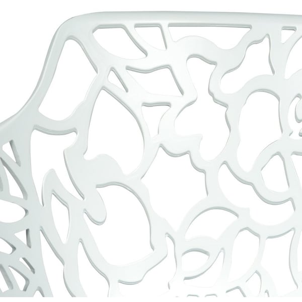Leisuremod Devon 5-Piece Aluminum Patio Dining Set, Tempered Glass Top Table & 4 Stackable Arm Chairs, White - DT31CAW4