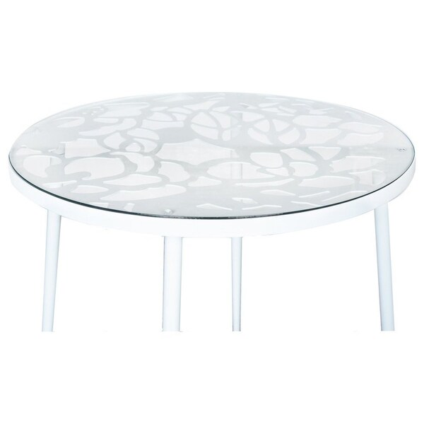 Leisuremod Devon 5-Piece Aluminum Patio Dining Set, Tempered Glass Top Table & 4 Stackable Arm Chairs, White - DT31CAW4