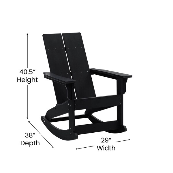 Flash Furniture 4 Modern Black Adirondack Rockers & Side Table - JJ-C14709-4-T14001-BK-GG