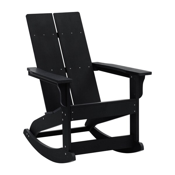 Flash Furniture 4 Modern Black Adirondack Rockers & Side Table - JJ-C14709-4-T14001-BK-GG