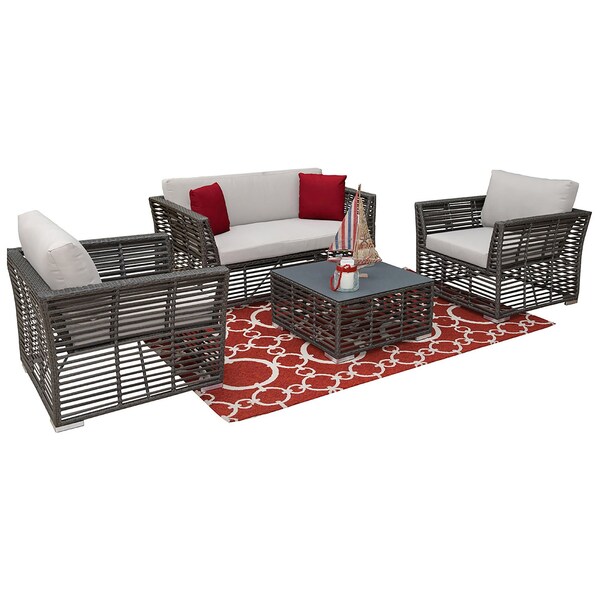 Panama Jack Outdoor Panama Jack Graphite 4-Piece Living Set with Cushions - PJO-1601-GRY-4SE-GL