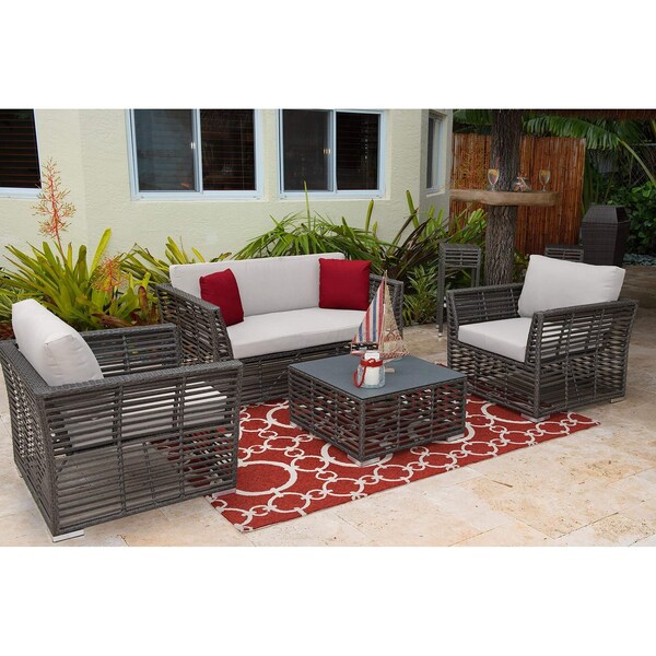 Panama Jack Outdoor Panama Jack Graphite 4-Piece Living Set with Cushions - PJO-1601-GRY-4SE-GL