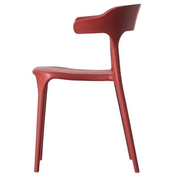 Fabulaxe Modern Plastic Outdoor Dining Chair with Open U Shaped Back, Red, PK 4 - QI004228.RD.4