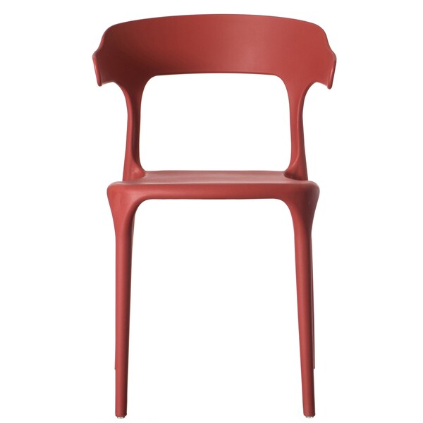 Fabulaxe Modern Plastic Outdoor Dining Chair with Open U Shaped Back, Red, PK 2 - QI004228.RD.2
