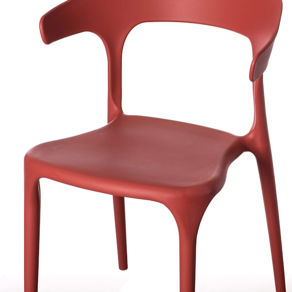 Fabulaxe Modern Plastic Outdoor Dining Chair with Open U Shaped Back, Red, PK 2 - QI004228.RD.2