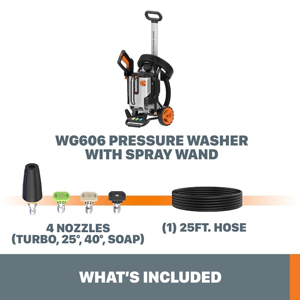 Worx 13 Amp 1900 PSI Electric Pressure Washer, 1.2 GPM - WG606