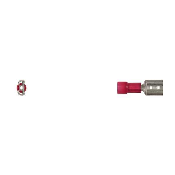 Disco Red Nyln 22-18 WireTerminal 1/4" Tab Size Female Spade PK25 - 3615PK