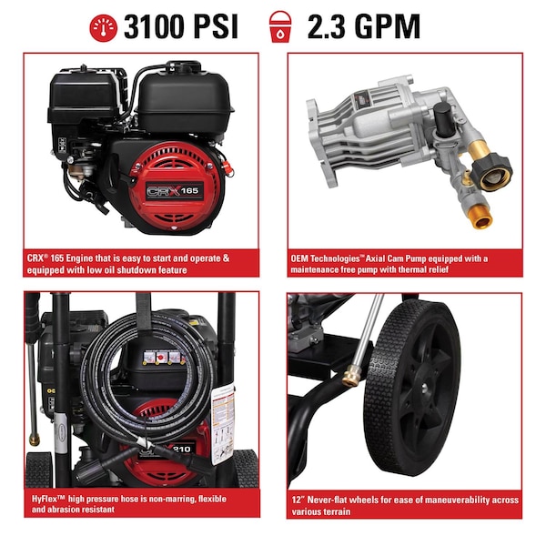 Simpson Simpson MegaShot MS61222 CRX 3100 psi Gas 2.3 gpm Pressure Washer - 61222
