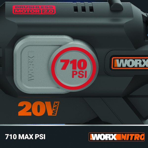 Worx Nitro 20V Brushless Hydroshot Plus Portable Power Cleaner, 710 MAX PSI, Battery and Charger Included - WG633