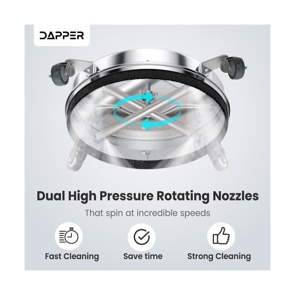 Dapper Supply 15 in. 4000 PSI Pressure Washer Surface Cleaner with 2 Extension Wands - DP-SPW1114
