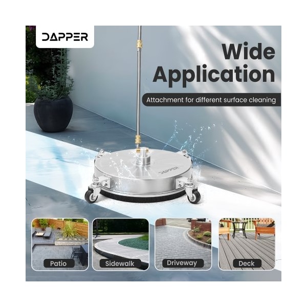 Dapper Supply 15 in. 4000 PSI Pressure Washer Surface Cleaner with 2 Extension Wands - DP-SPW1114