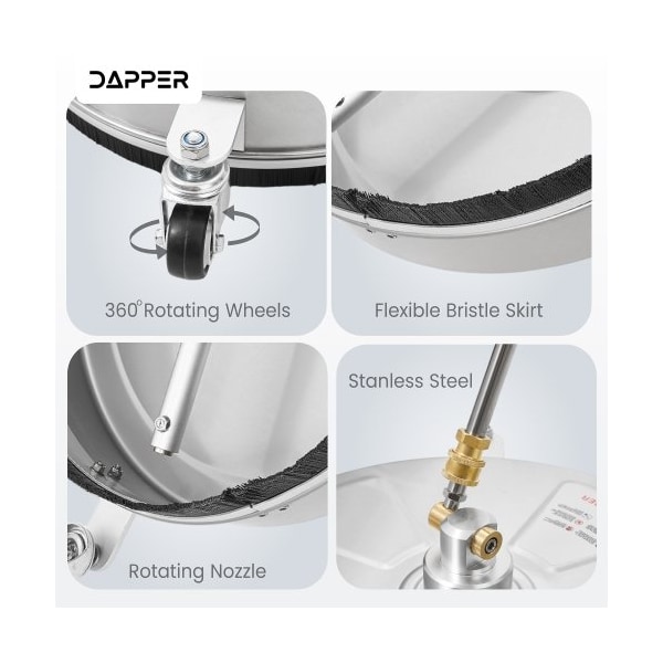 Dapper Supply 15 in. 4000 PSI Pressure Washer Surface Cleaner with 2 Extension Wands - DP-SPW1114