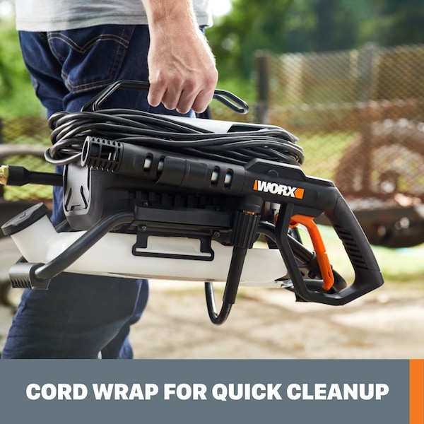 Worx 13 Amp 1800 PSI Electric Pressure Washer, 1.2 GPM with 3 Nozzles - WG605