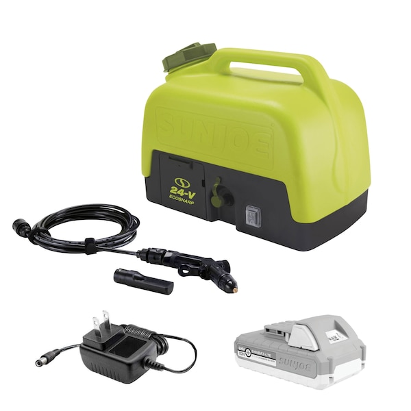 Sun Joe 24-V 2.0-Ah 116-PSI MAX MP Port. Spray Washer w/5Gal. Tank, Accessories - WA24C-LTE