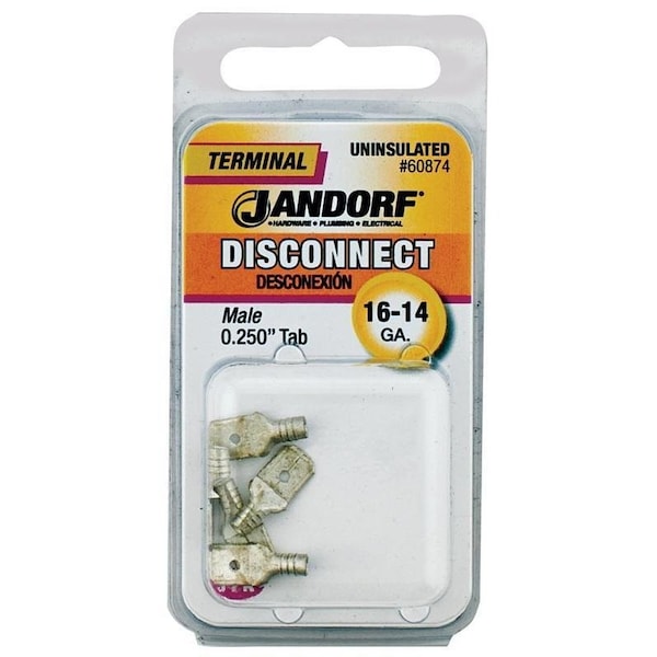 Jandorf Disconnect Terminal, 16 to 14 AWG Wire, Copper Contact, 5PK - 60874