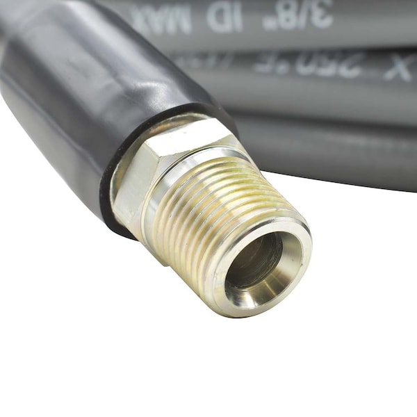 Interstate Pneumatics Pressure Washer Steel Braided Gray Rubber Hose  WP 4500 PSI - 3/8 Inch x 100ft - PW7211