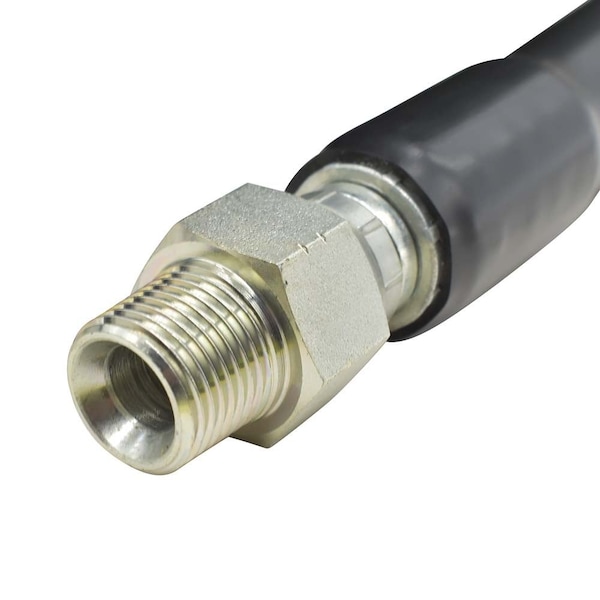 Interstate Pneumatics Pressure Washer Steel Braided Gray Rubber Hose  WP 4500 PSI - 3/8 Inch x 100ft - PW7211
