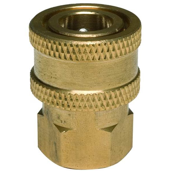 Zoro Select 1/4 in (F) Quick Connect Coupler, Brass/Stainless Steel, 4000 psi Max - 1MDG6