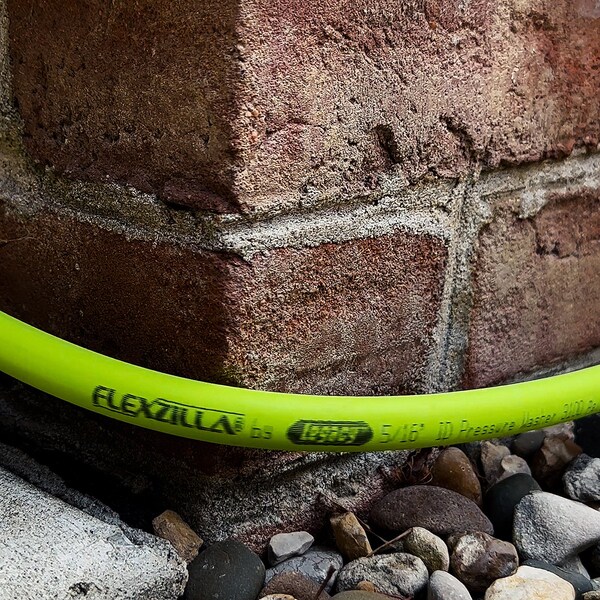 Flexzilla Pressure Washer Hose, 3/8in x 100ft, 4200PSI, Integrated Quick Connect Fittings, ZillaGreen - HFZPW426100Q-E