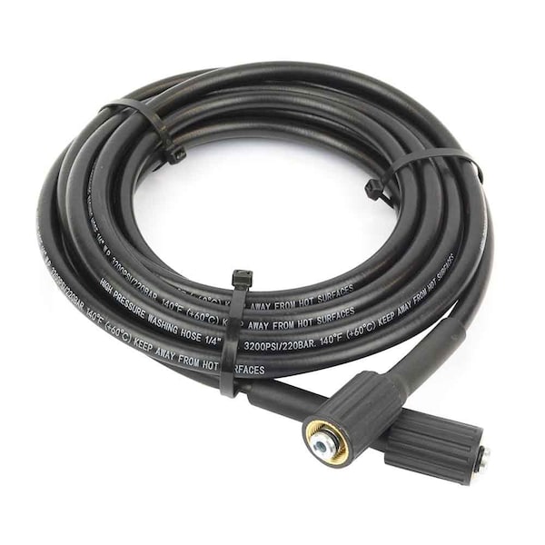 Interstate Pneumatics 1/4 Inch x 25 ft PVC Black High Pressure Hose, M22 Female With Sleeve, 3200 PSI - PW7202