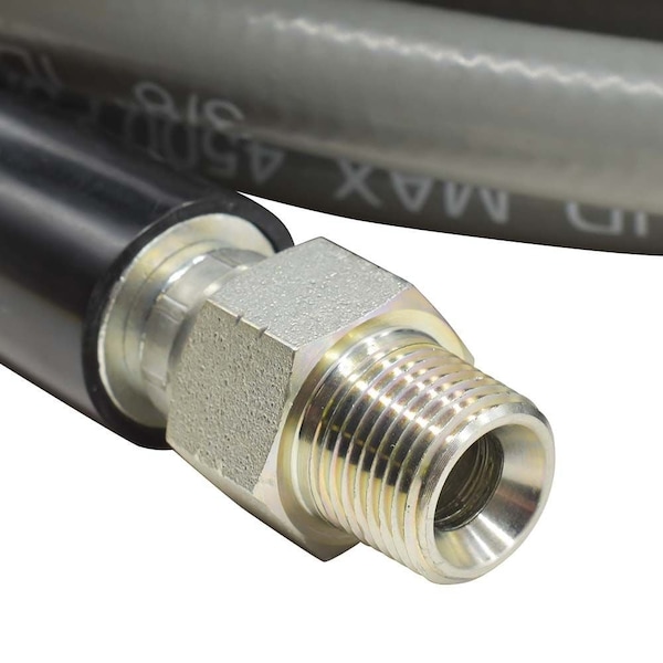 Interstate Pneumatics Pressure Washer Steel Braided Gray Rubber Hose  WP 4500 PSI - 3/8 Inch x 50ft - PW7210