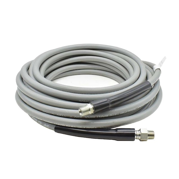 Interstate Pneumatics Pressure Washer Steel Braided Gray Rubber Hose  WP 4500 PSI - 3/8 Inch x 50ft - PW7210