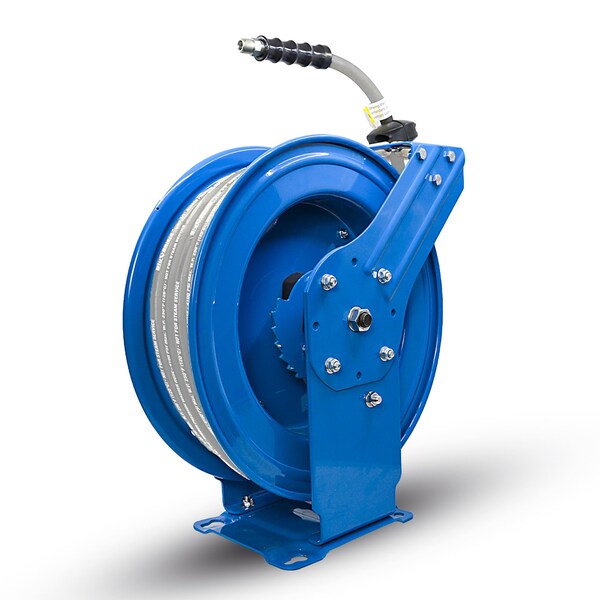 Blushield BluShied 3/8" X 50' Dual Arm Pressure Washer Hose and Reel Assembly - PWSWRDA3850