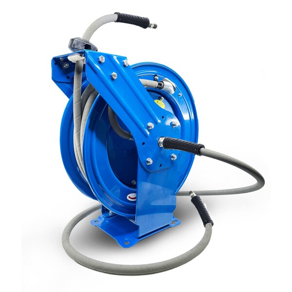 Blushield BluShied 3/8" X 50' Dual Arm Pressure Washer Hose and Reel Assembly - PWSWRDA3850