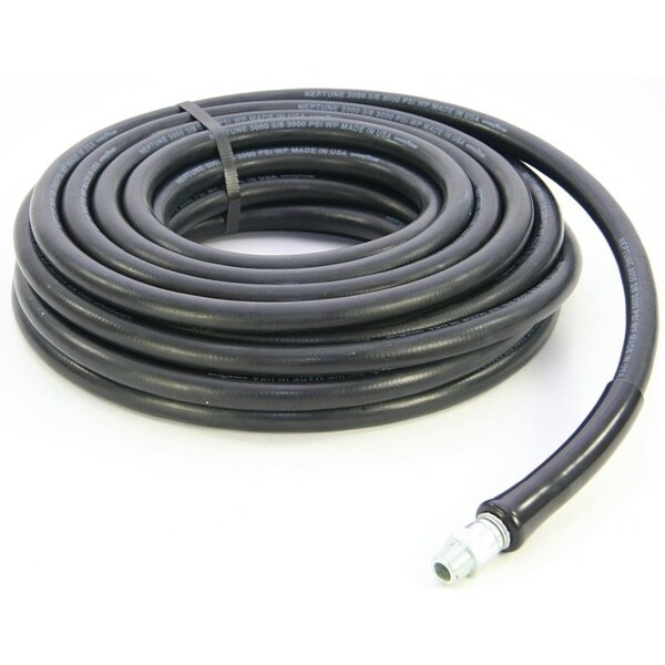 Abbott Rubber 1190-0375-50 Pressure Washer Hose Assembly, 3000 psi, NPT Male x Male Swivel, 50 ft L, Rubber - 1190-0375-50
