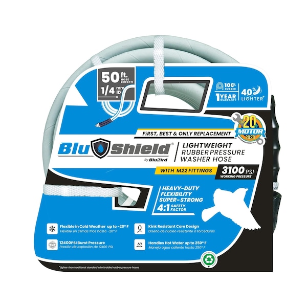 Blushield Blushield Rubber Pressure Washer Hose Assembly 1/4" x 50' w/ M22 Non Marking - PW1450-NM