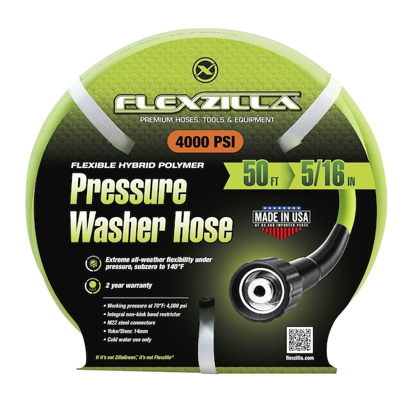 Flexzilla FZ Pressure Washer Hose 5/16in 50ft M22 - HFZPW40550M-E