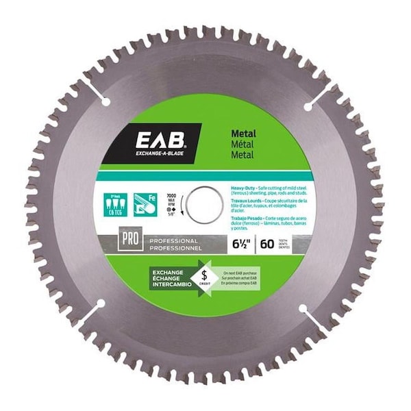 Exchange-A-Blade 6.5 in. x 60 Teeth Metal Cutting Professional Recyclable Exchangeable Saw Blade - 1017322