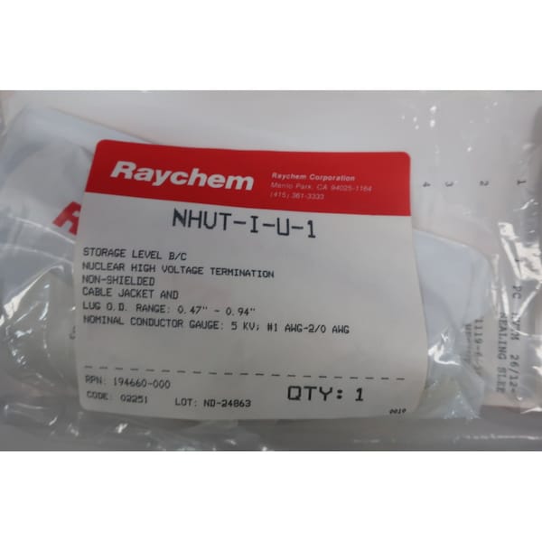 Raychem NHVT-I-U-1 NUCLEAR HIGH VOLTAGE TERMINATION CABLE JACKET & LUG - NHVT-I-U-1