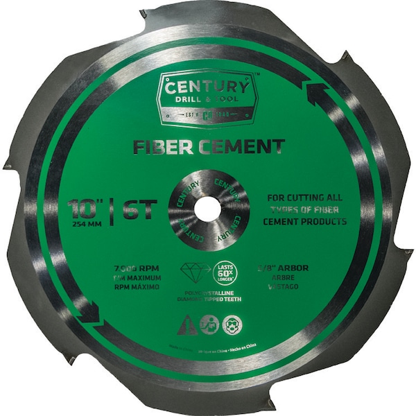 Century Drill & Tool Circular Saw Blade 10" 6T 5/8" Arbor Fiber Cement - 9986