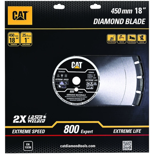 Caterpillar 800 Expert Segmented Laser Welded Asphalt and Abriasive Materials Diamond Blade 18-In - 450mm - DA34022U