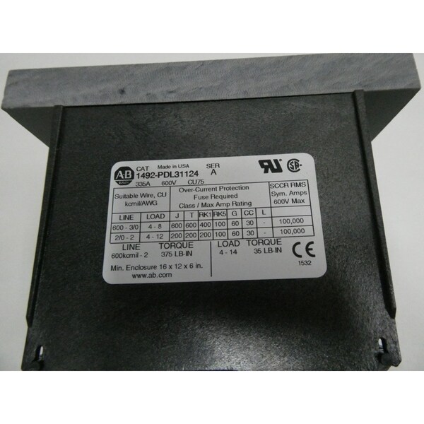 Allen Bradley Power Distribution Block 335A 600V-Ac Terminal And Contact Block - 1492-PDL31124