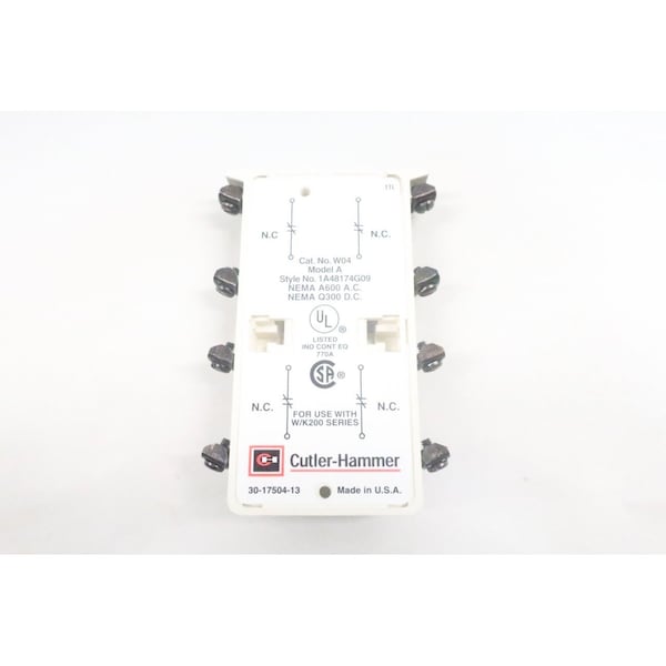 Eaton Cutler-Hammer Auxiliary Contact Kit Terminal And Contact Block - W04