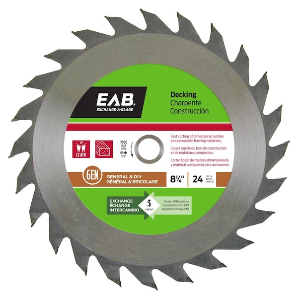 Inserciones 8.25 in. x 24 Teeth Framing Decking Saw Blade - Recyclable Exchangeable - IN3356137