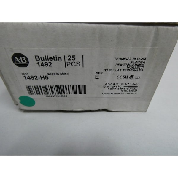 Allen Bradley TERMINAL AND CONTACT BLOCK, 25PK - 1492-H5