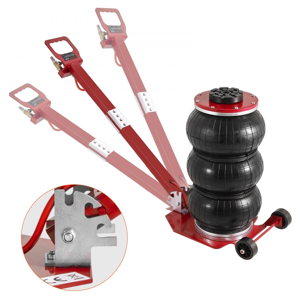 VEVOR Air Jack, 3 Ton/6600 lbs Triple Bag Air Jack, Airbag Jack with Six Steel Pipes, Lift up to 17.7", 3-5 s Fast Lifting Pneumatic Jack, with Adjustable Long Handle for Cars, Garages, Repair (Red) - QNQJDDBSZB3T62CNAV0
