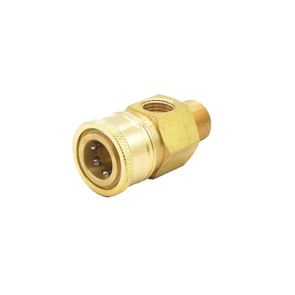 Interstate Pneumatics Pressure Washer Pressure Gauge Coupler - 3/8 Inch MNPT x 3/8 Inch Quick Connect x 1/4 Inch FNPT - PW7220