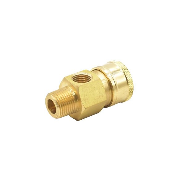 Interstate Pneumatics Pressure Washer Pressure Gauge Coupler - 3/8 Inch MNPT x 3/8 Inch Quick Connect x 1/4 Inch FNPT - PW7220