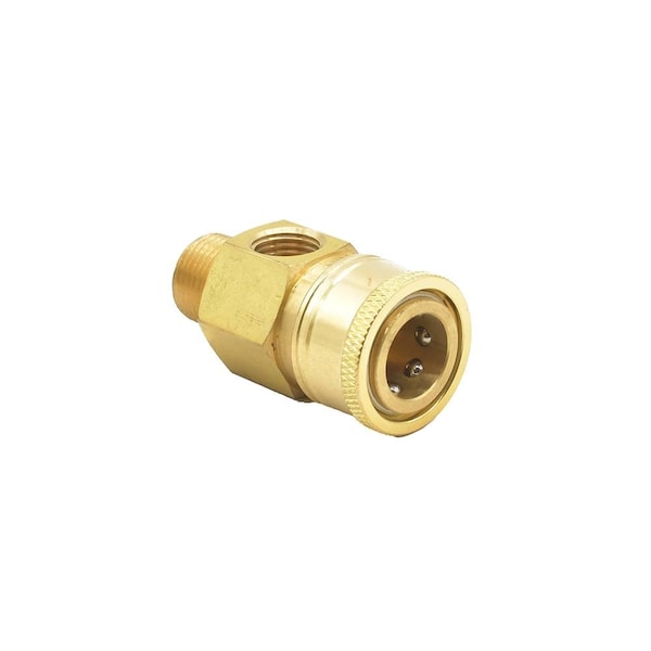 Interstate Pneumatics Pressure Washer Pressure Gauge Coupler - 3/8 Inch MNPT x 3/8 Inch Quick Connect x 1/4 Inch FNPT - PW7220