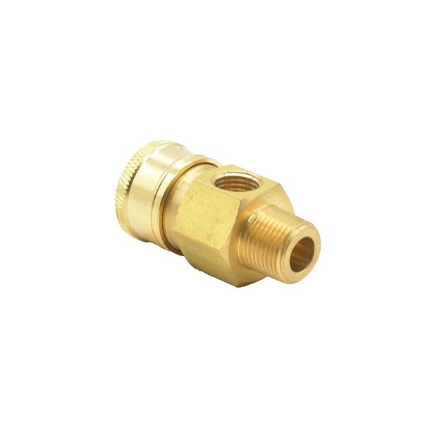 Interstate Pneumatics Pressure Washer Pressure Gauge Coupler - 3/8 Inch MNPT x 3/8 Inch Quick Connect x 1/4 Inch FNPT - PW7220