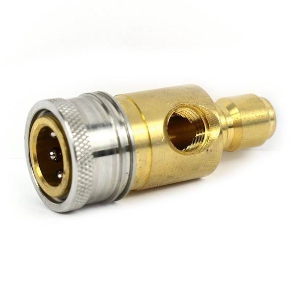 Interstate Pneumatics 3/8 Inch Pressure Washer Quick Coupler Gauge Brass Fitting With Stainless Steel Collar - PW7163