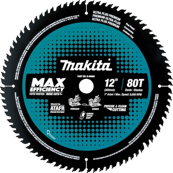 Makita Carbide-Tipped Max Efficiency Miter Saw Blade 80T 12" - B-66999