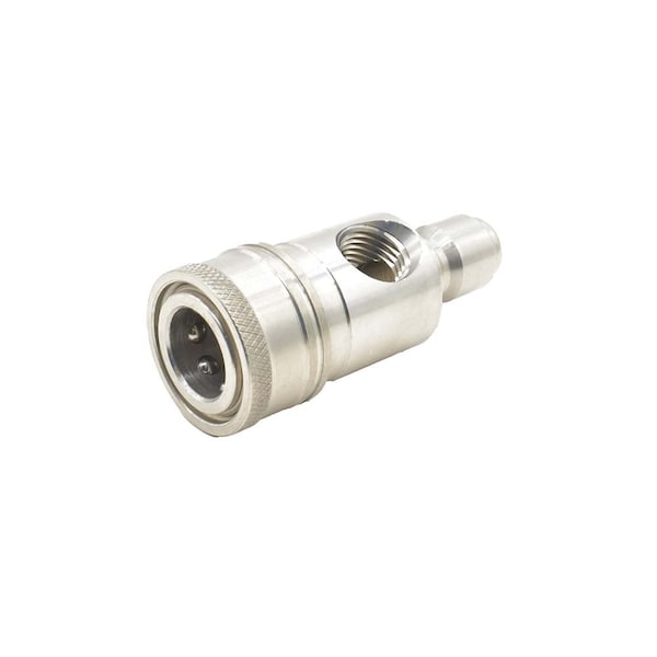 Interstate Pneumatics Pressure Washer Stainless Steel Gauge Coupler 3/8in Quick Connect x 3/8in Plug x 1/4in FNPT - PW7222