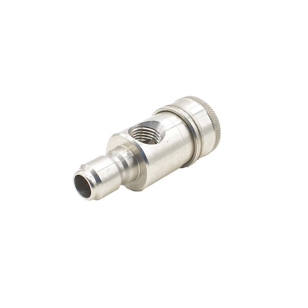 Interstate Pneumatics Pressure Washer Stainless Steel Gauge Coupler 3/8in Quick Connect x 3/8in Plug x 1/4in FNPT - PW7222