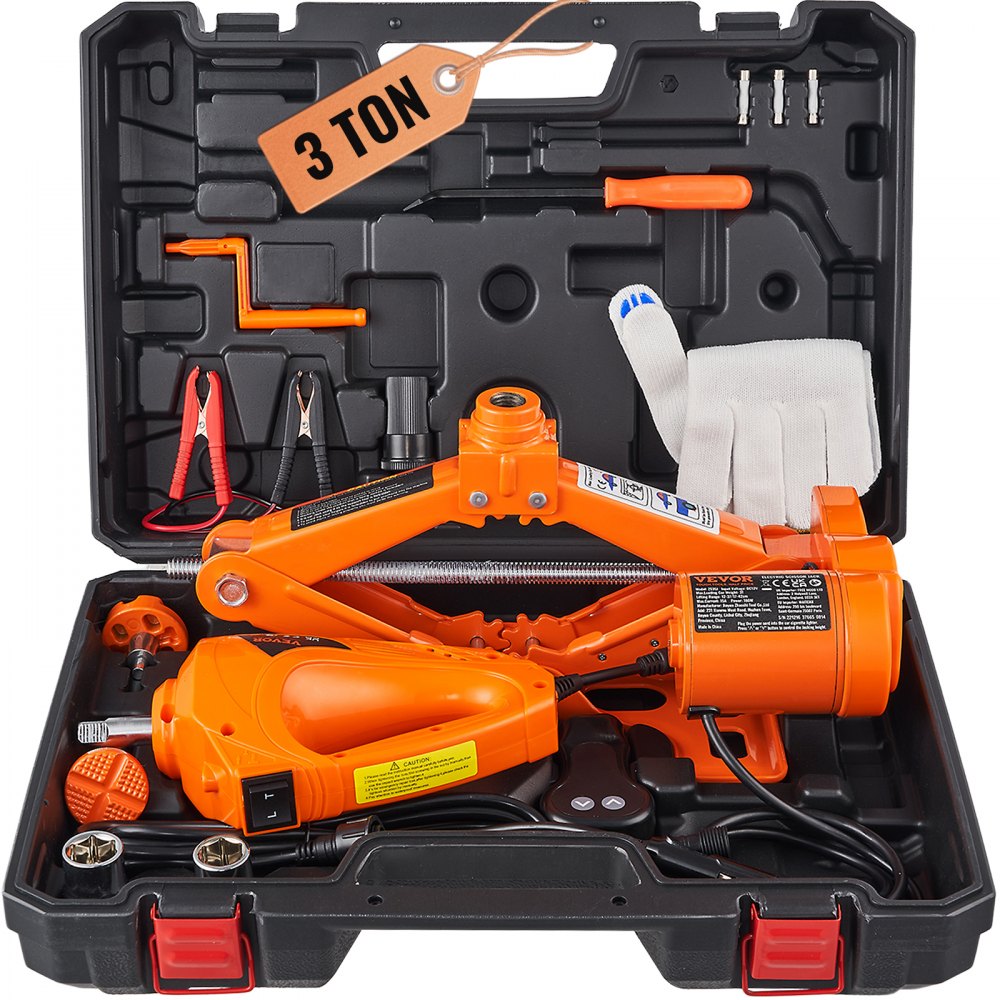 VEVOR Electric Car Jack, 3 Tons /6600 lbs Scissor Jack with Electric Impact Wrench, 12V Car Jack with Double Saddles with Remote Control, Portable Car Jack Lifting for Sedan, SUV, Truck Tire Change - DDJSQJDTJDDD3GJPZV9