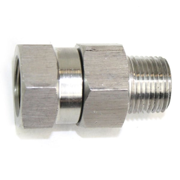 Interstate Pneumatics 3/8 Inch MPT x 3/8 Inch FPT Stainless Steel Swivel Fitting - 4000 PSI - PW7166
